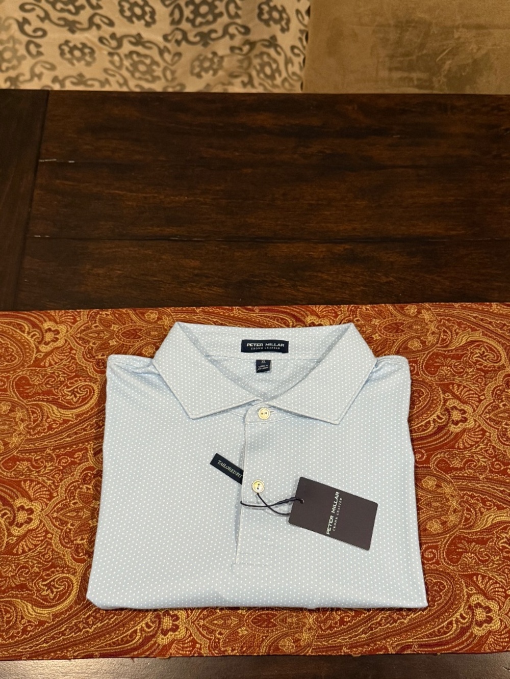 Peter Millar Men's XL Blue Frost Fermata Performance Jersey Polo MSRP $128